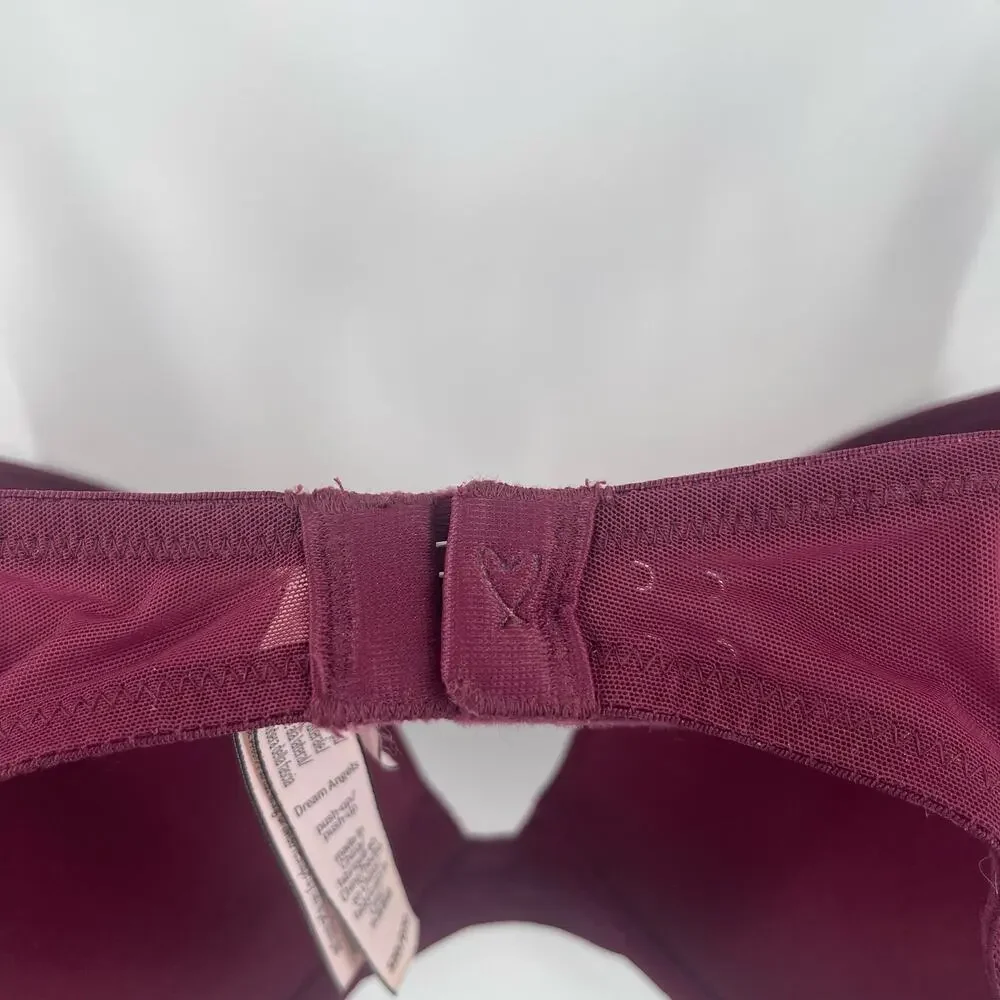 VICTORIA'S SECRET Bra Size 32D Dream Angels Push Up Plum Intimates Lingerie
